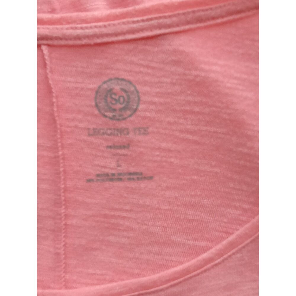 SO Pink Legging Tee Relaxed Fit 3/4 Sleeve Tunic Top Size L